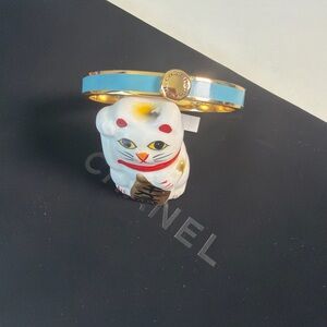 Coach Gold-Tone Bangle with Light Blue Enamel